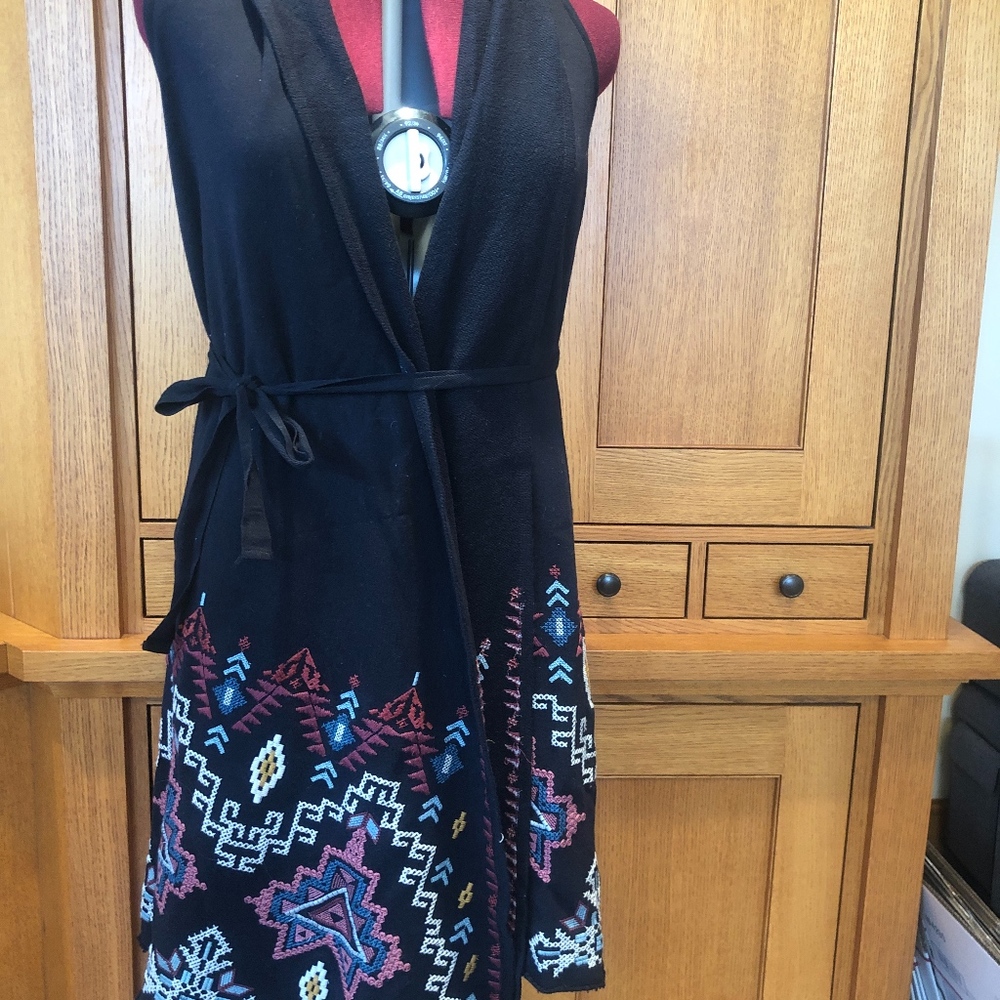 Johnny Was Vest/Sleevless Cardigan Black